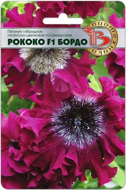Петуния крупноцветковая полумахровая Рококо F1 Бордо, 12 шт семян