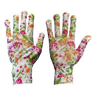Перчатки с точечной заливкой цветочные (размер XL)
