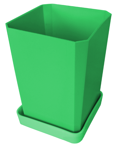 Горшочек для рассады с поддоном 0,75 л (набор 6 шт), зеленый