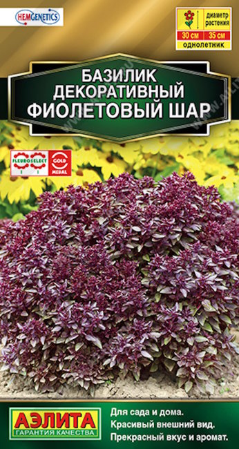 Базилик декоративный Фиолетовый шар, 10 шт семян
